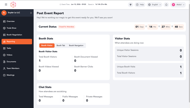 exhibitor portal reporting