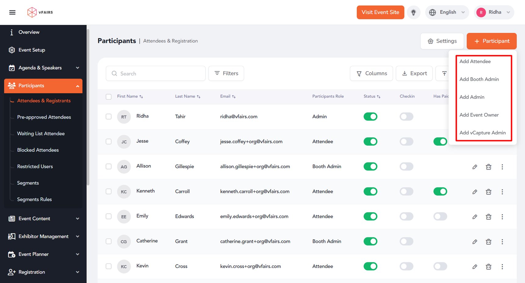 How to View and Manage My Registrants