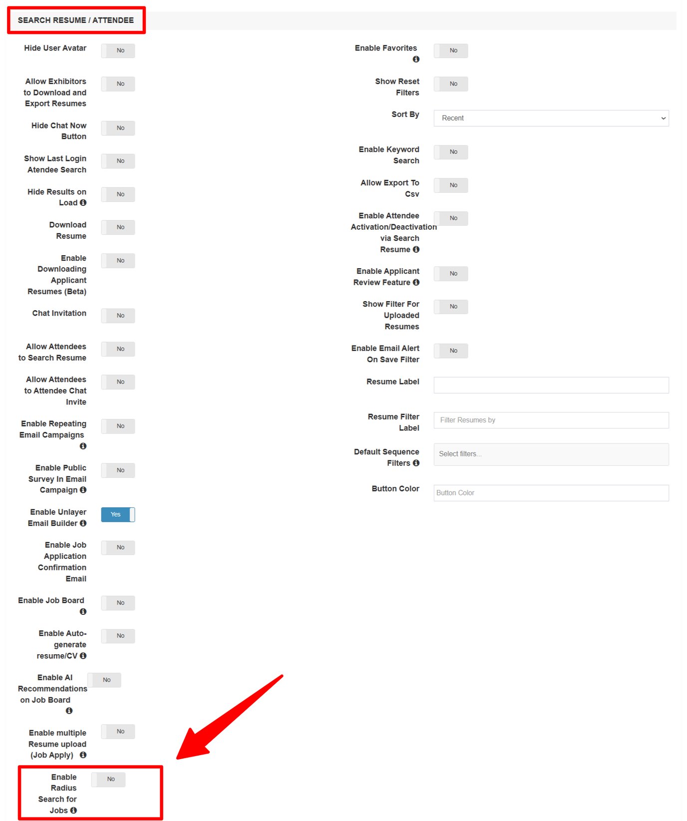 How to Enable the Radius Feature for Jobs