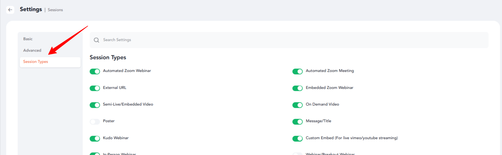 How to set up and configure Sessions - Advanced Settings & Session Types