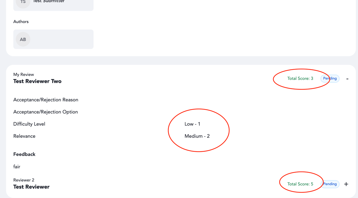 How to View the Total Evaluation Score Given by Each Reviewer