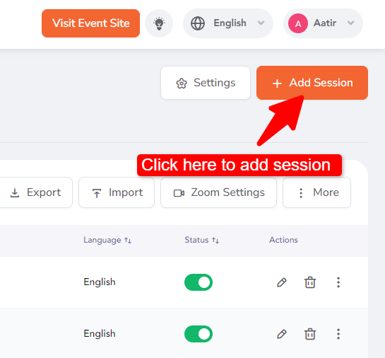 How to add and manage sessions